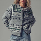 Urban Daizy - Nordic Pattern Button-Up Knit Cardigan