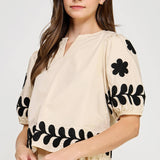 Strut & Bolt - Flower Embroidery Cotton Top