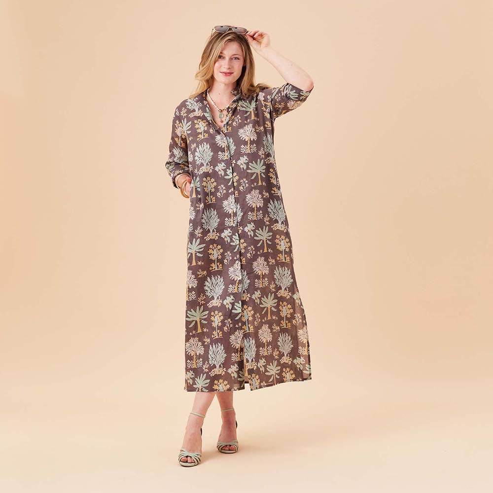 rockflowerpaper - ISLAND GREY Palm Shirt Dress