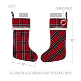 VHC Brands - Red and Black Tartan Plaid Stocking 11x18
