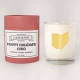Clark & June Candle Co. - Happy Holidays 11oz Soy Holiday Candle All States