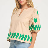 Strut & Bolt - Flower Embroidery Cotton Top