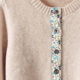 Urban Daizy - Floral Trim Wool Blend Cardigan