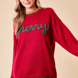 Doe and Rae - MERRY METALIC EMBROIDERY SWEATER TOP - 43998T