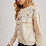Bluivy - BUTTON FRONT FAIR ISLE KNIT SWEATER TOP