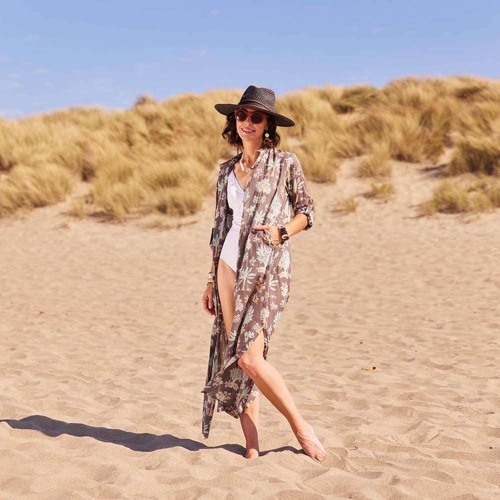 rockflowerpaper - ISLAND GREY Palm Shirt Dress