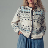 Urban Daizy - Nordic Pattern Button-Up Knit Cardigan