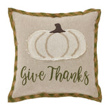 VHC Brands - Harvest Blessings Applique Pumpkin Give Thanks Pillow 12x12