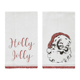 VHC Brands - Kringle Chenille Holly Jolly White Muslin Tea Towel Set of 2 19x28