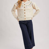 Bluivy - BUTTON FRONT FAIR ISLE KNIT SWEATER TOP