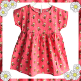 The Indian Bazaar - Girls Dress - Kimono Sleeve Round Neck - Peach green Floral