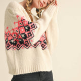 &MERCI - CABLE KNIT FAIR ISLE SWEATER MSW10679