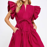 Strut & Bolt - Flutter Sleeve Poplin Mini Dress