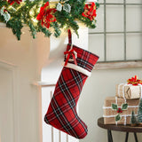 VHC Brands - Red and Black Tartan Plaid Stocking 11x18