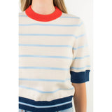 THML - Colorblock Rib Trim Striped Knit Top