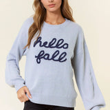 Doe and Rae - HELLO FALL Letter Embroidered Oversize Sweater - 43995T-2