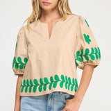 Strut & Bolt - Flower Embroidery Cotton Top