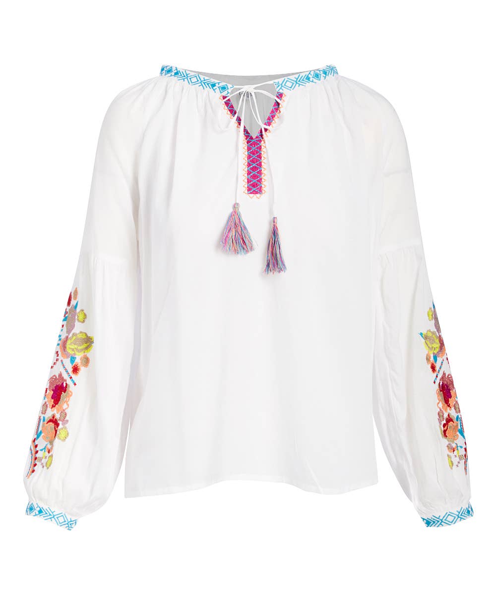 Adriana Floral Needlepoint Embroidered Top