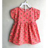 The Indian Bazaar - Girls Dress - Kimono Sleeve Round Neck - Peach green Floral