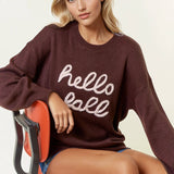 Doe and Rae - HELLO FALL Letter Embroidered Oversize Sweater - 43995T-2