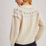 Bluivy - BUTTON FRONT FAIR ISLE KNIT SWEATER TOP