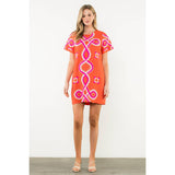 THML - Embroidered Short Sleeve Mini Dress