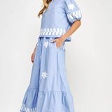 Strut & Bolt - Flower Embroidery Cotton Top