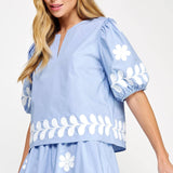 Strut & Bolt - Flower Embroidery Cotton Top