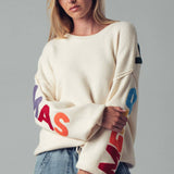 Urban Daizy - Rainbow Lettering Christmas Knit Sweater