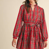 &MERCI - PLAID MINI DRESS WITH TIERED RUFFLE TRIM MDR3538