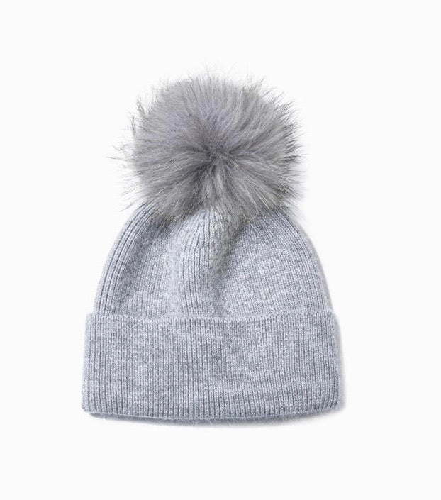 Cahmere Blend Knit Pom Pom Hat