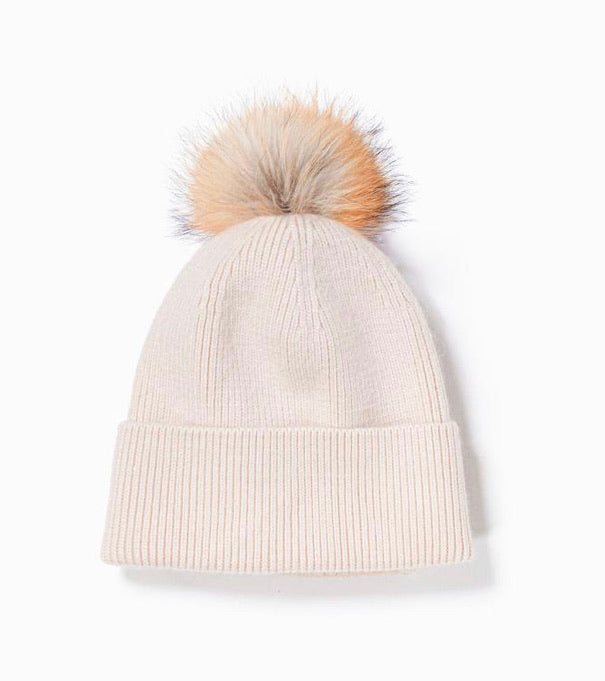 Cahmere Blend Knit Pom Pom Hat