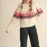 &MERCI - CABLE KNIT FAIR ISLE SWEATER MSW10679