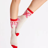 Shiraleah - CANDY CANE BOW SOCKS,IVORY