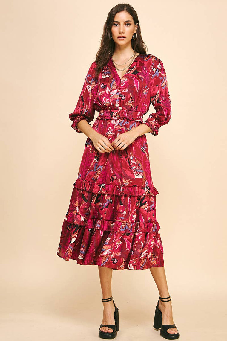 PINCH - PAISLEY PRINT TIERED MIDI DRESS