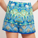 FLYING TOMATO - A printed woven skort - IP8023-T IVORY BLUE