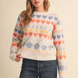&MERCI - GEOMETRIC HEART DESIGN SWEATER PULLOVER MSW11478