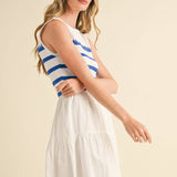 &MERCI - MIXED MEDIA STRIPED MIDI DRESS MDR3846