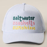 Fashion City - Saltwater Seashells Sunshine Embroidered Seersucker Hat