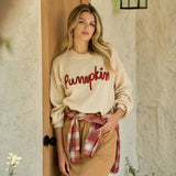 Doe and Rae - PUMPKIN Letter Embroidered Oversized Sweater Top - 43995T-1
