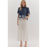 STYLE USA - Solid short flutter sleeve top