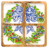 Boston International - Angels Mango Wood 4-Sectioned Tray Rosanne Beck Christmas