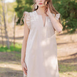 Strut & Bolt - Crochet Detail Linen Mini Dress