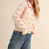 &MERCI - DOLL COLLAR HEART KNIT SWEATER CARDIGAN MSW11160