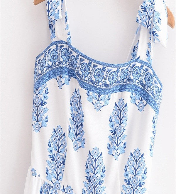 PRINTED SLEEVELESS STRAP DRESS