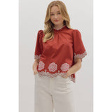 STYLE USA - Solid short flutter sleeve top