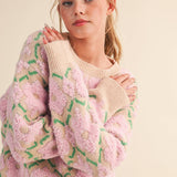 &MERCI - FUZZY TEXTURE FLORAL SWEATER MSW11198
