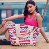 Anju Jewelry - Block Printed Canvas Tote - Striped Stars
