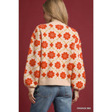 STYLE USA - Retro Floral Knit Sweater Top