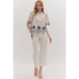 STYLE USA - Solid short flutter sleeve top